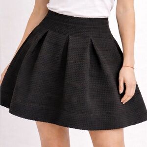 Ann Taylor Black Textured A-Line Skirt